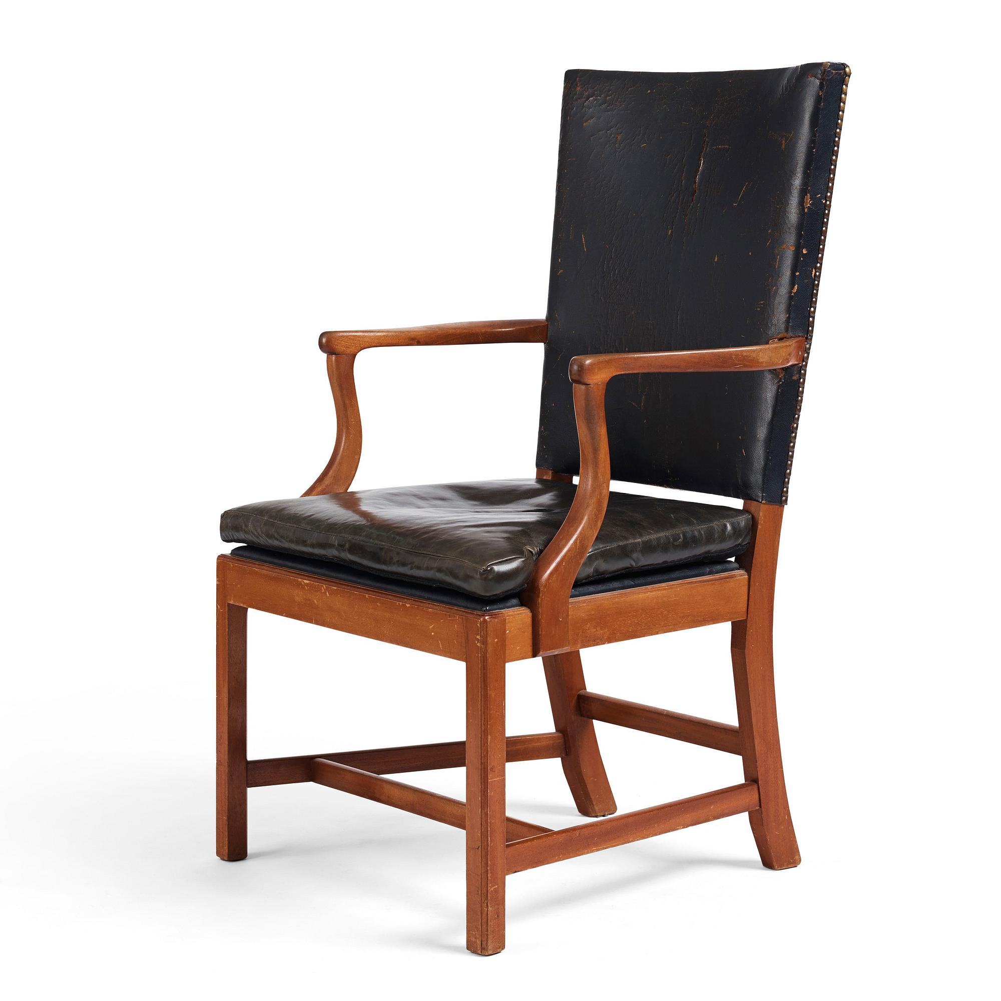 Josef Frank, a mahogany and black leather chair, Svenskt Tenn Sweden 1930-40s, model 635. Alva & Gunnar Myrdal Collection.