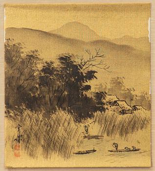 Unidentified artist, Riverscape, Japan, first part of the 1900s.