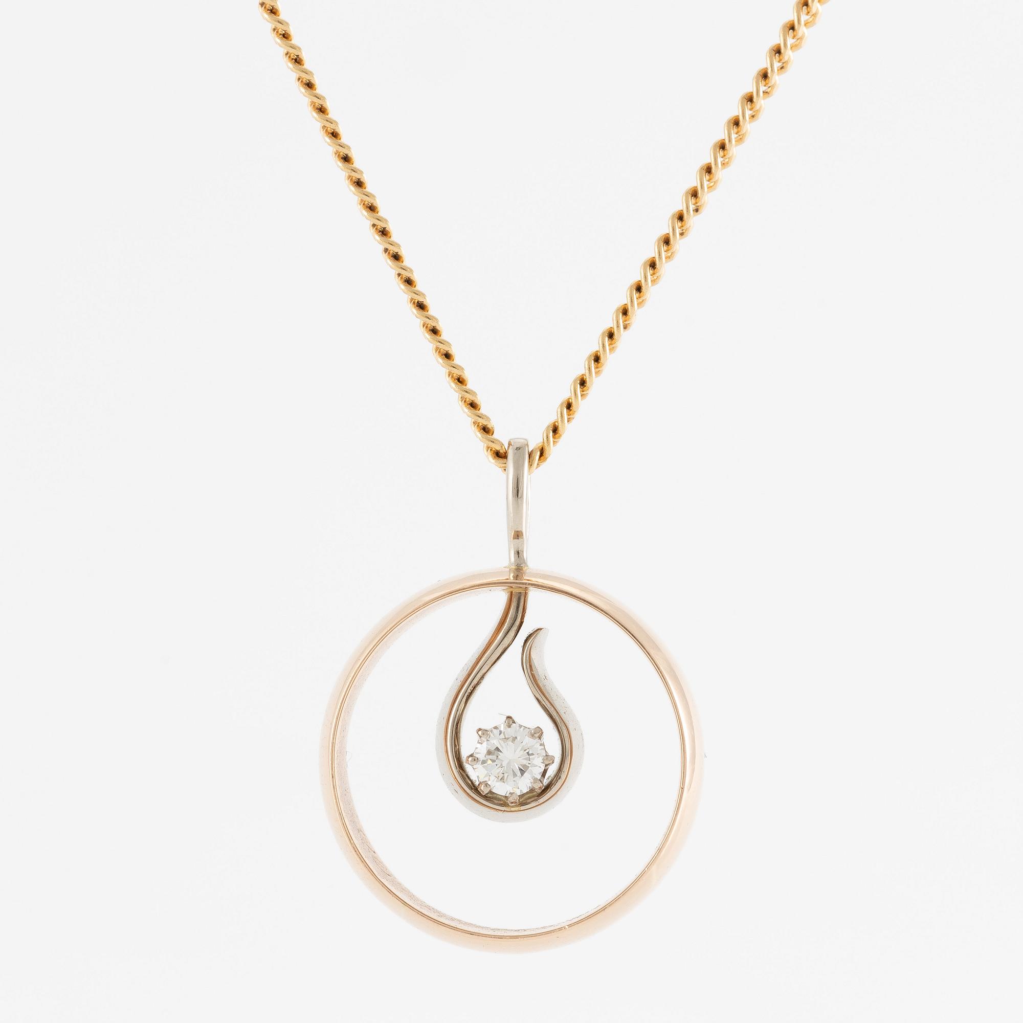 Pendant, 18K gold with brilliant-cut diamond.