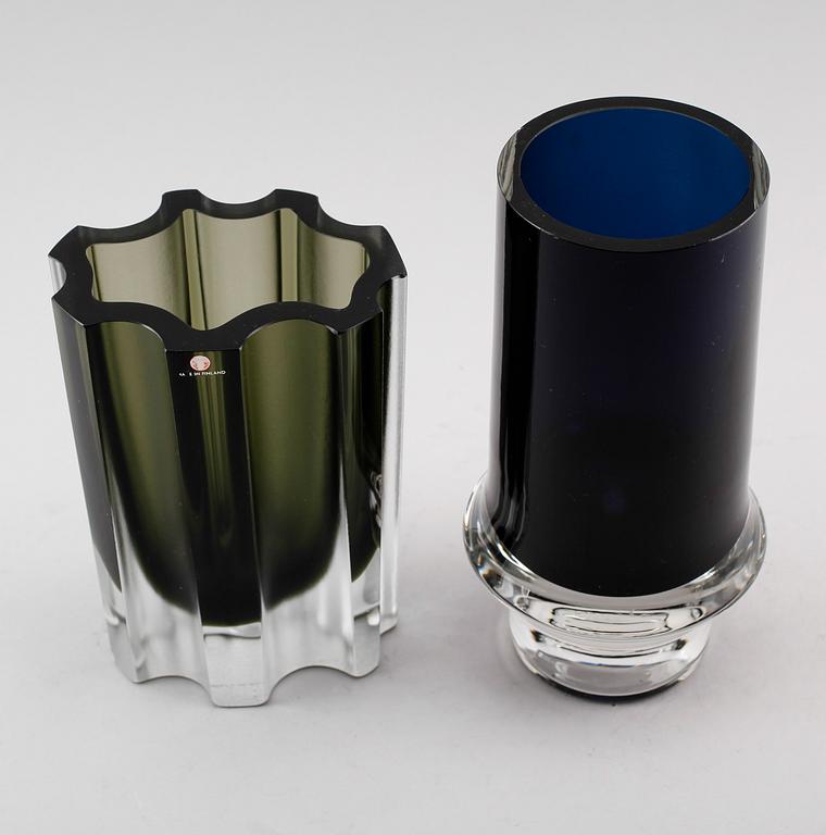 VASER, 2 st, glas, Tapio Wirkkala, signerade, IIttala.