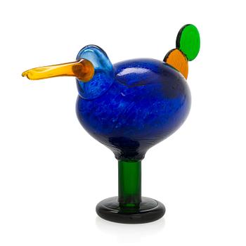 Oiva Toikka, Glass bird, "Kiikkuri" signed Oiva Toikka Nuutajärvi Notsjö.
