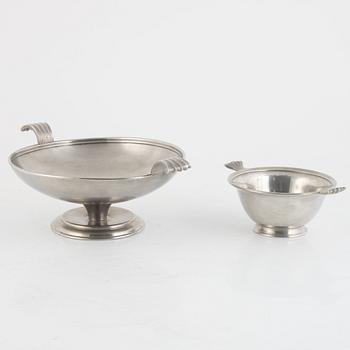 Firma Svenskt Tenn, a set of two pewter bowls models "7" and "598", Stockholm 1928-1935.