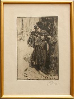 ANDERS ZORN, etsning, sign. Utförd 1897.