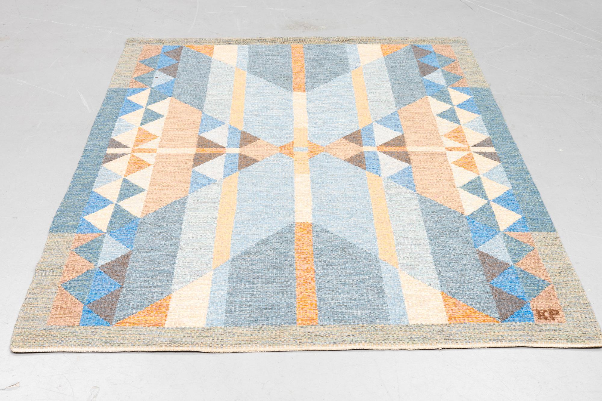 Kerstin Person, a carpet, "Butterfly", flat weave, ca 241,5 x 170,5 cm, signed KP.
