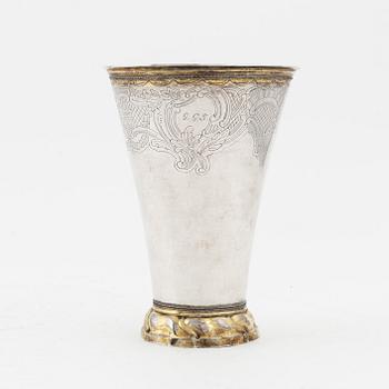 A Rococo silver and parcel-gilt beaker, mark of Julius Anders Lundegren, Stockholm 1777.