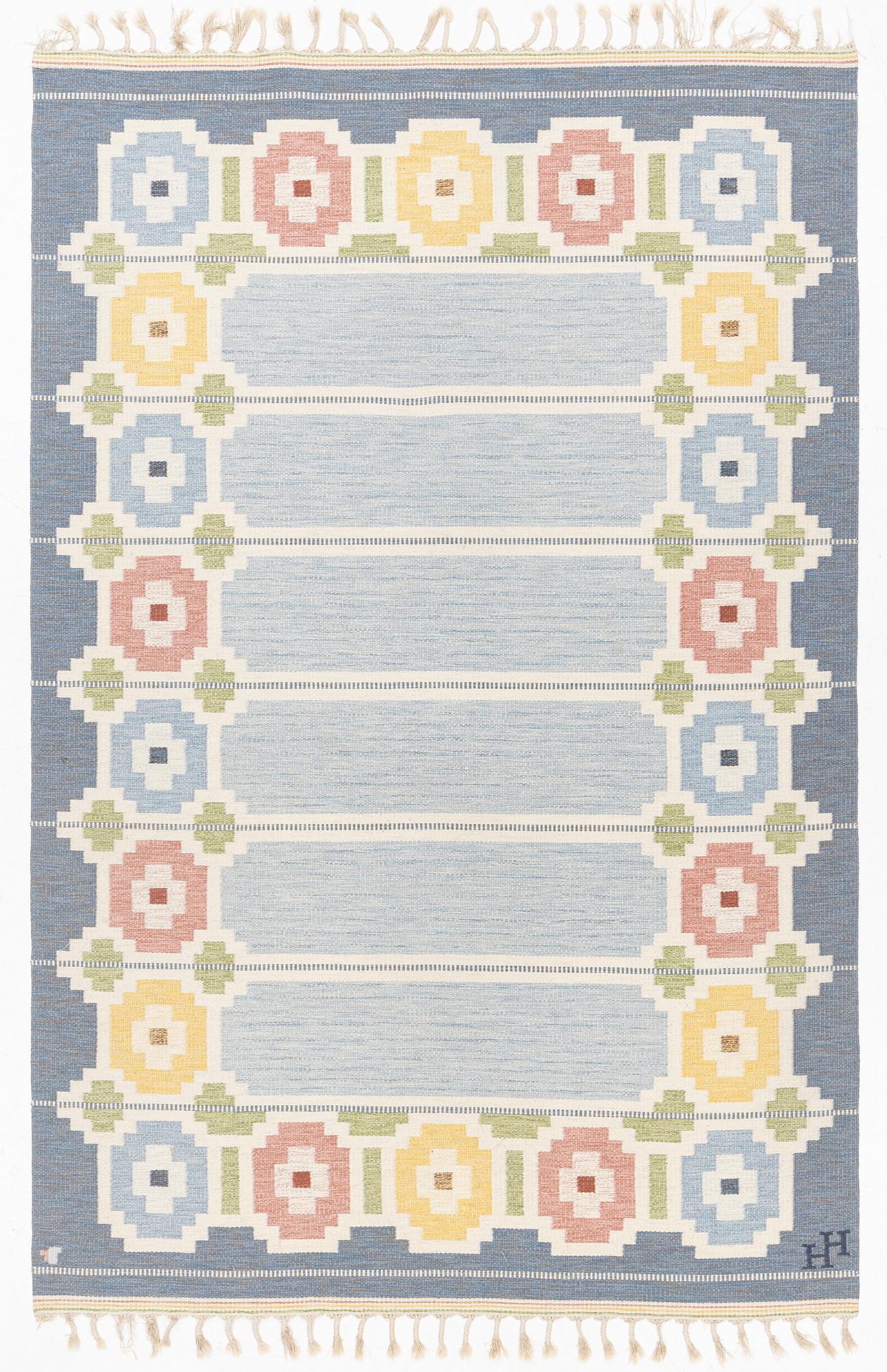 Helge Hamnert, matta, rölakan, Vävaregården Eringsboda, signerad HH, ca 308 x 202 cm.