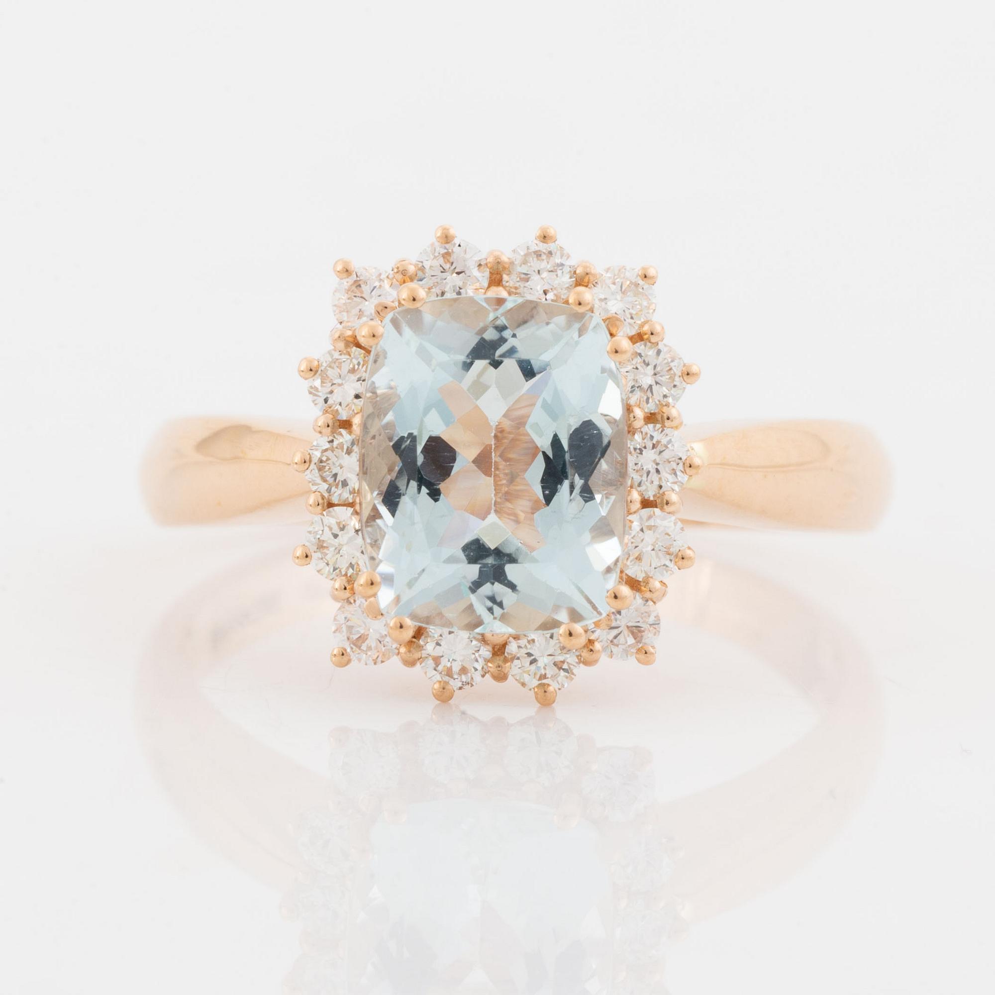 Aquamarine and diamond ring.
