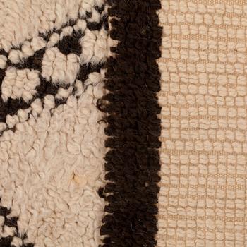 A CARPET, probably Morocco, old, ca 403 x 196 cm (plus a few cm flat weave at each end).