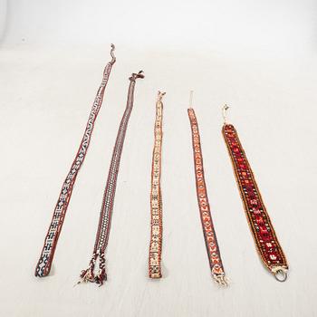 Rug bands 5 pcs Kashgai/Bachtiari and Bidjar semi-antique/antique.