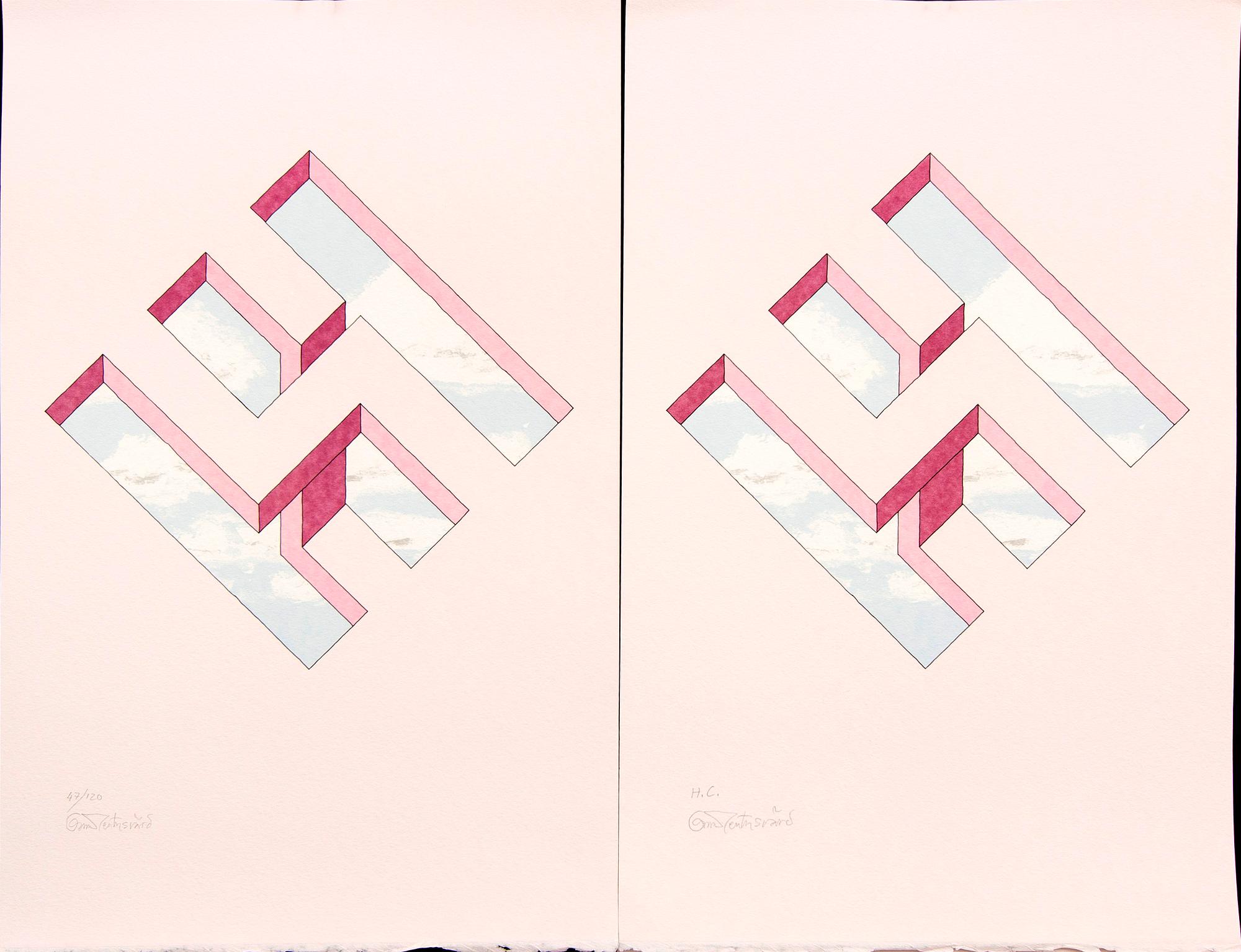 Oscar Reutersvärd, four color lithographs, signed 37/120, 46/120, 47/120 and HC.