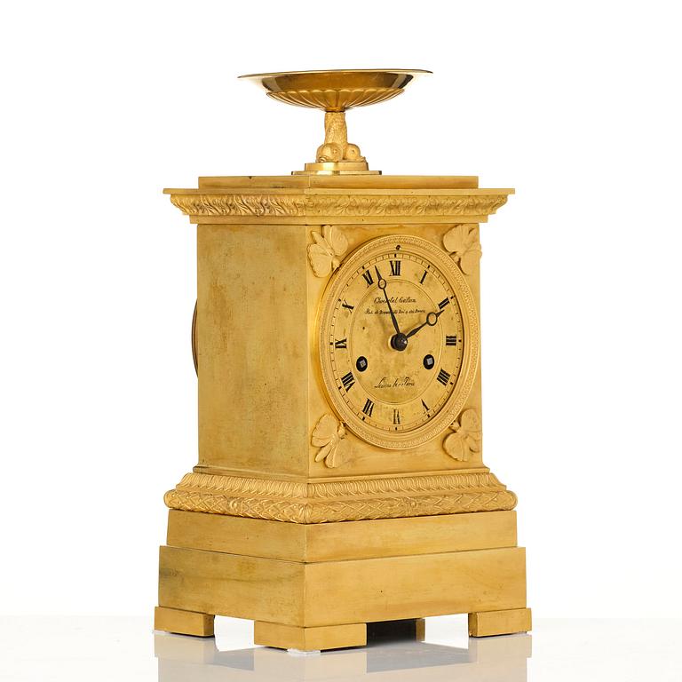A French Empire ormolu mantel clock by Louis-Isidore Choiselat (master in Paris 1813-47).