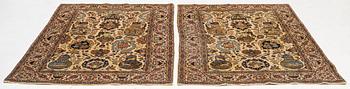 A pair of semi antique Tabriz rugs, Northwest Persia, c. 210 x 136 cm.