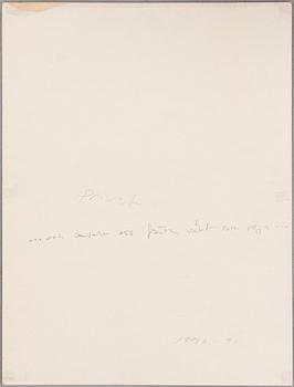 ULF RAHMBERG, mixed media with collage, signed with monogram and dated 1990-91.