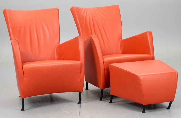 FÅTÖLJER, ett par samt fotpall. "Windy", Gijs Papavoine, Montis Holland.