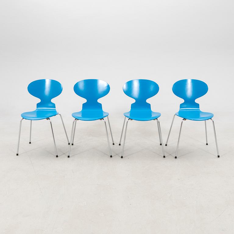 Arne Jacobsen, 4 "Myran" chairs for Fritz Hansen Denmark, late 20th century.