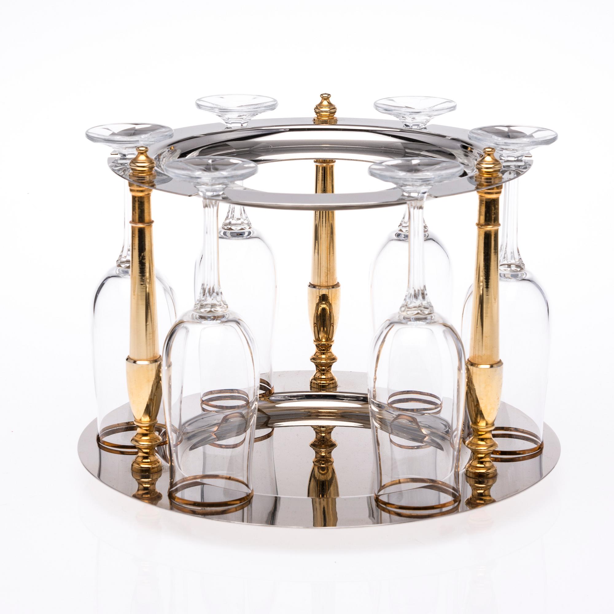 CHAMPAGNEGLAS I STÄLLNING, 6 st, Lancel, Paris 1900-talets senare hälft.