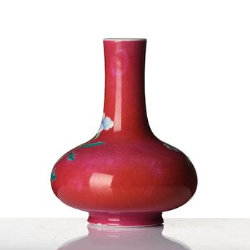 A pink ground famille rose 'floral' vase, Republic, 20th century.