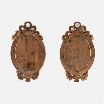 A pair of Gustavian style mirror sconces, 19th Century.