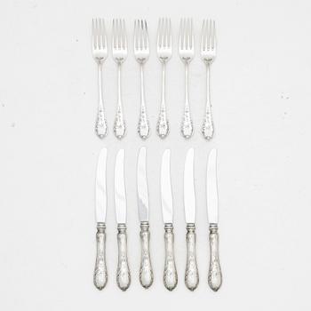 W.A. Bolin, Silver cutlery, 12 pieces, "Model C", Stockholm 1975.
