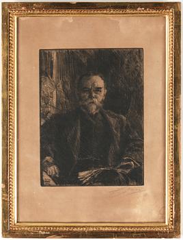 Anders Zorn · ANDERS ZORN, etsning, "John Hay", utförd 1904, signerad med blyerts.