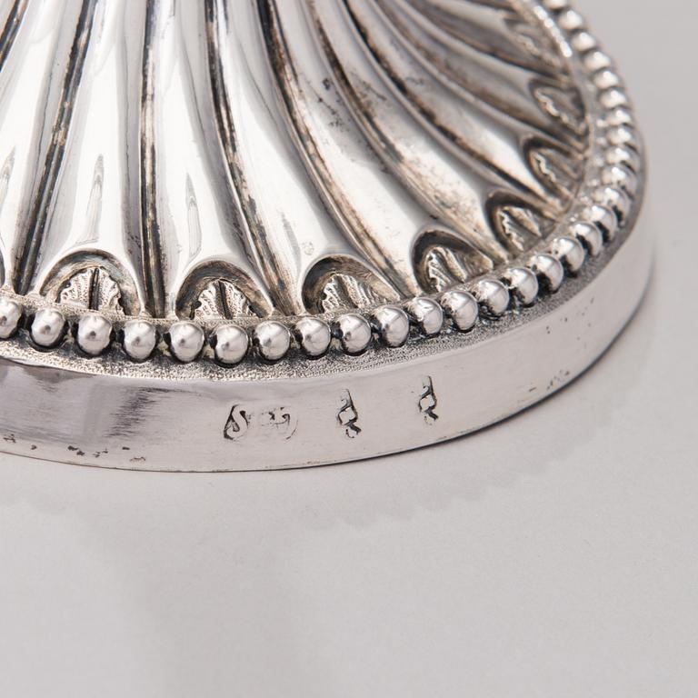 A PAIR OF CANDLESTICKS, silver, probably Naples, Italy, 1780-90s.