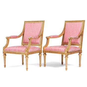 53. A pair of Gustavian armchairs by E Öhrmark (working 1777-1813) and Jean Baptiste Masreliez (1753-1801).