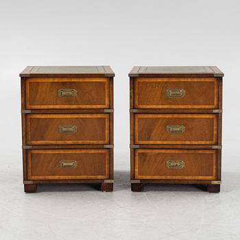A pair of mahogany veneered bedside tables, N.Norman LTD, London, England, second half of the 20th century.