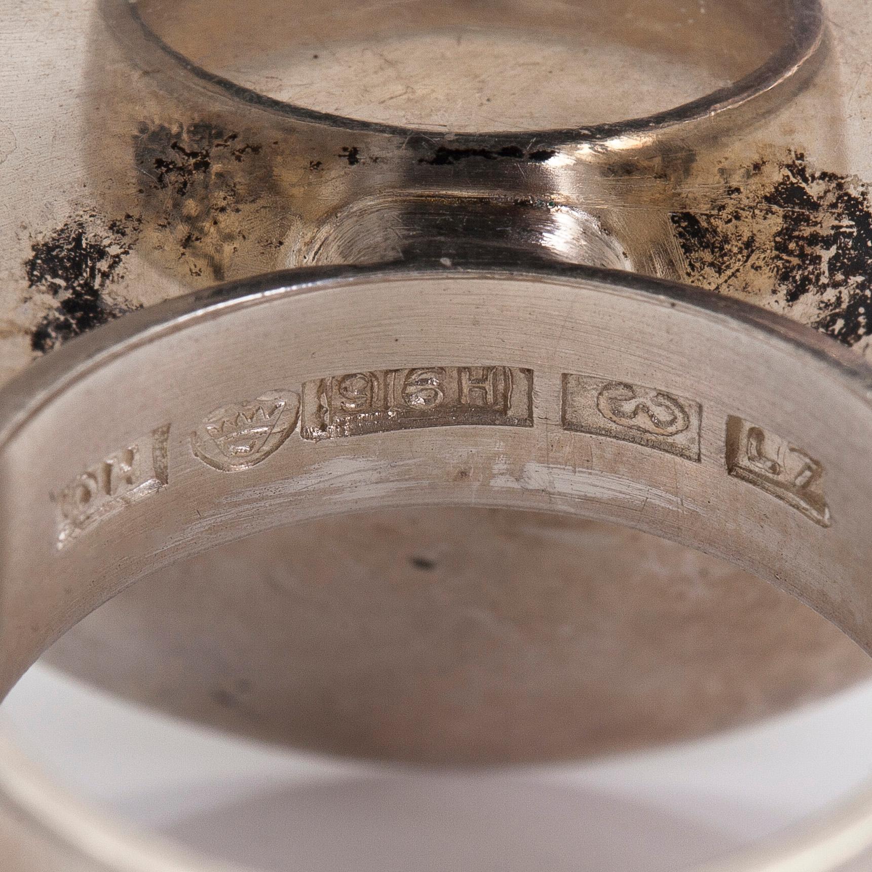 Saara Hopea, a silver ring with agates, Ossian Hopea, Porvoo 1964.