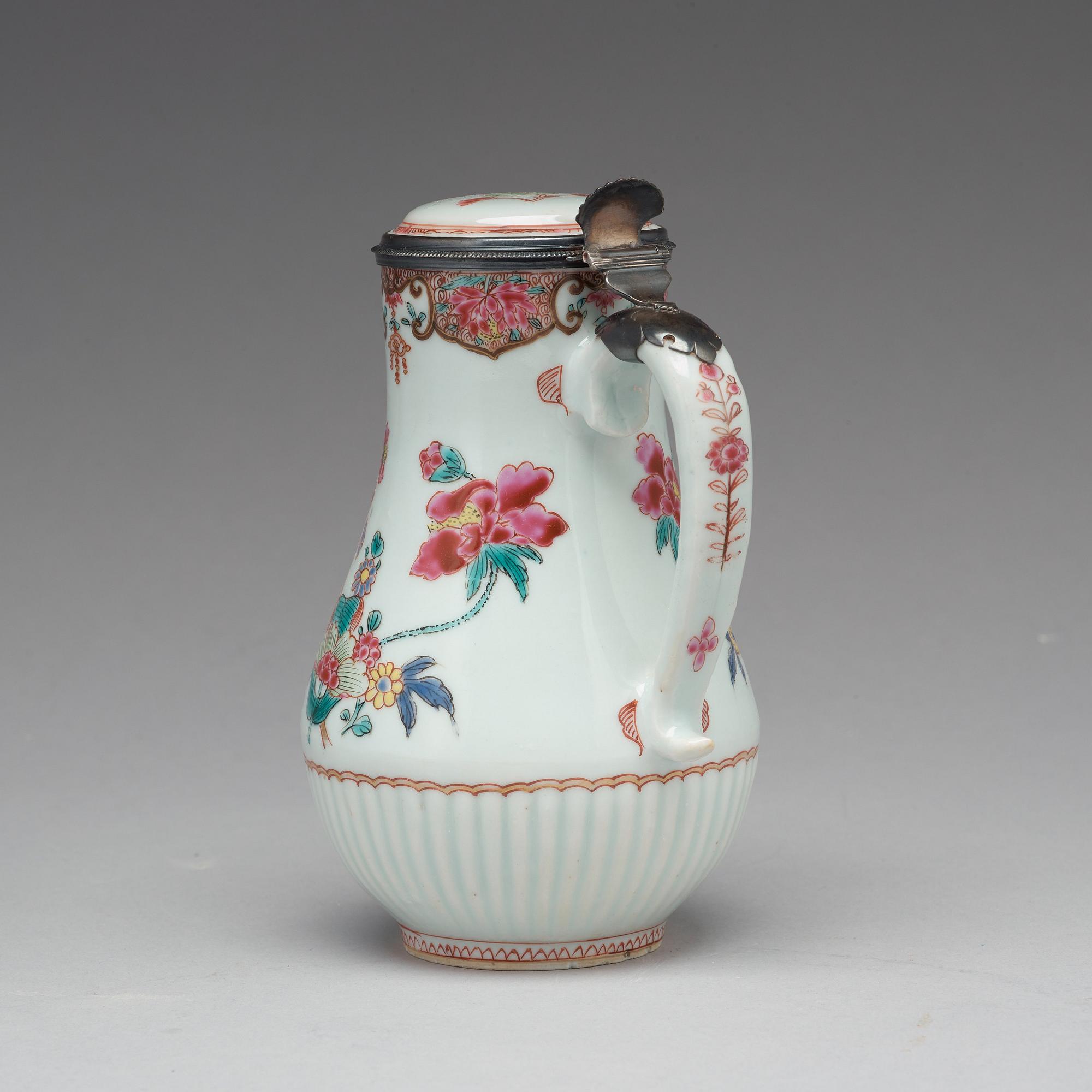 A silver mounted ewer with cover, Qing dynasty, Yongzheng (1723-35).