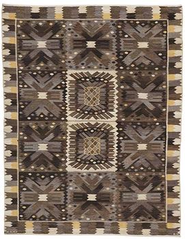 209. Barbro Nilsson, A CARPET, "Nejlikan gråsvart", flat weave, ca 276,5 x 215 cm, signed AB MMF BN.