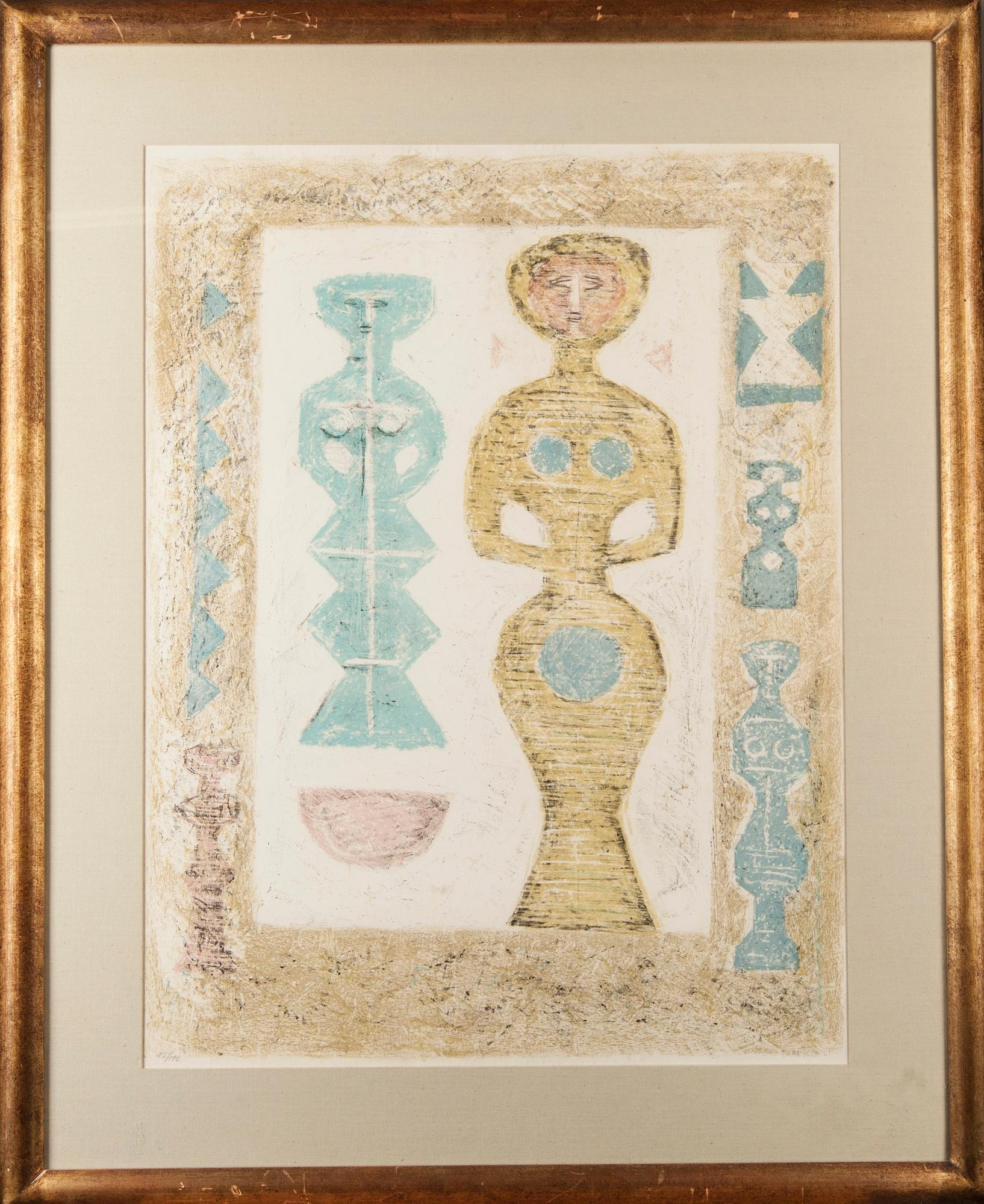 MASSIMO CAMPIGLI, färglitografi, signerad, daterad 61 och numrerad 85/100.