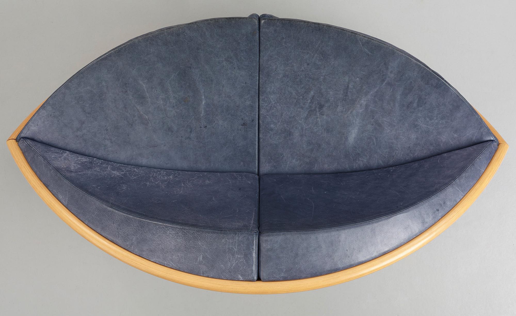 Sigurdur Gustafsson, SIGURDUR GUSTAFSSON, a "Keflavik", beech, steel and leather sofa, Källemo, Sweden post 2000.