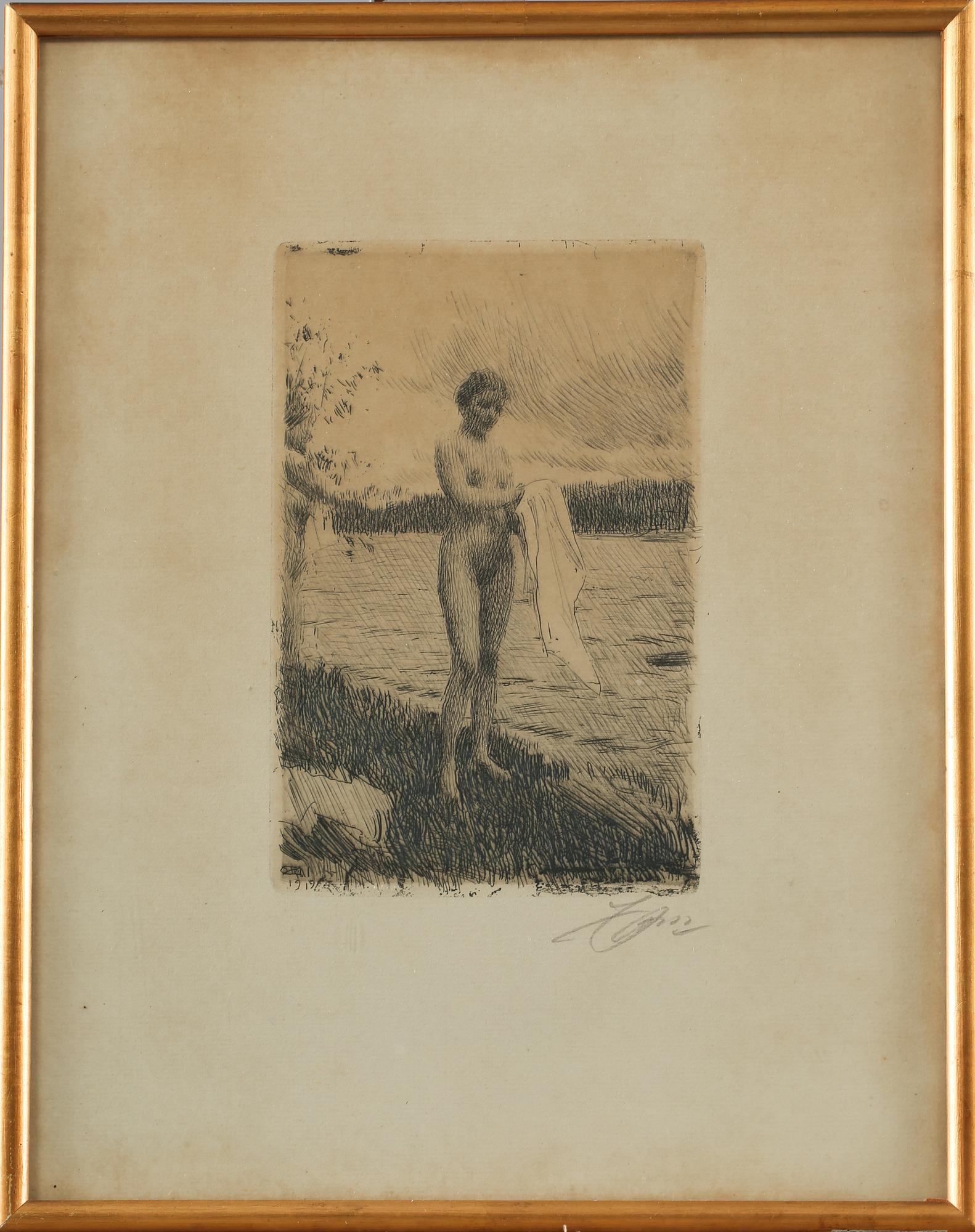 ANDERS ZORN, etsning, daterad 1919 i plåten, signerad.