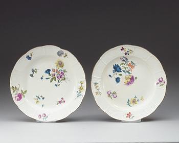 A set of five Meissen dishes, 18th Century.