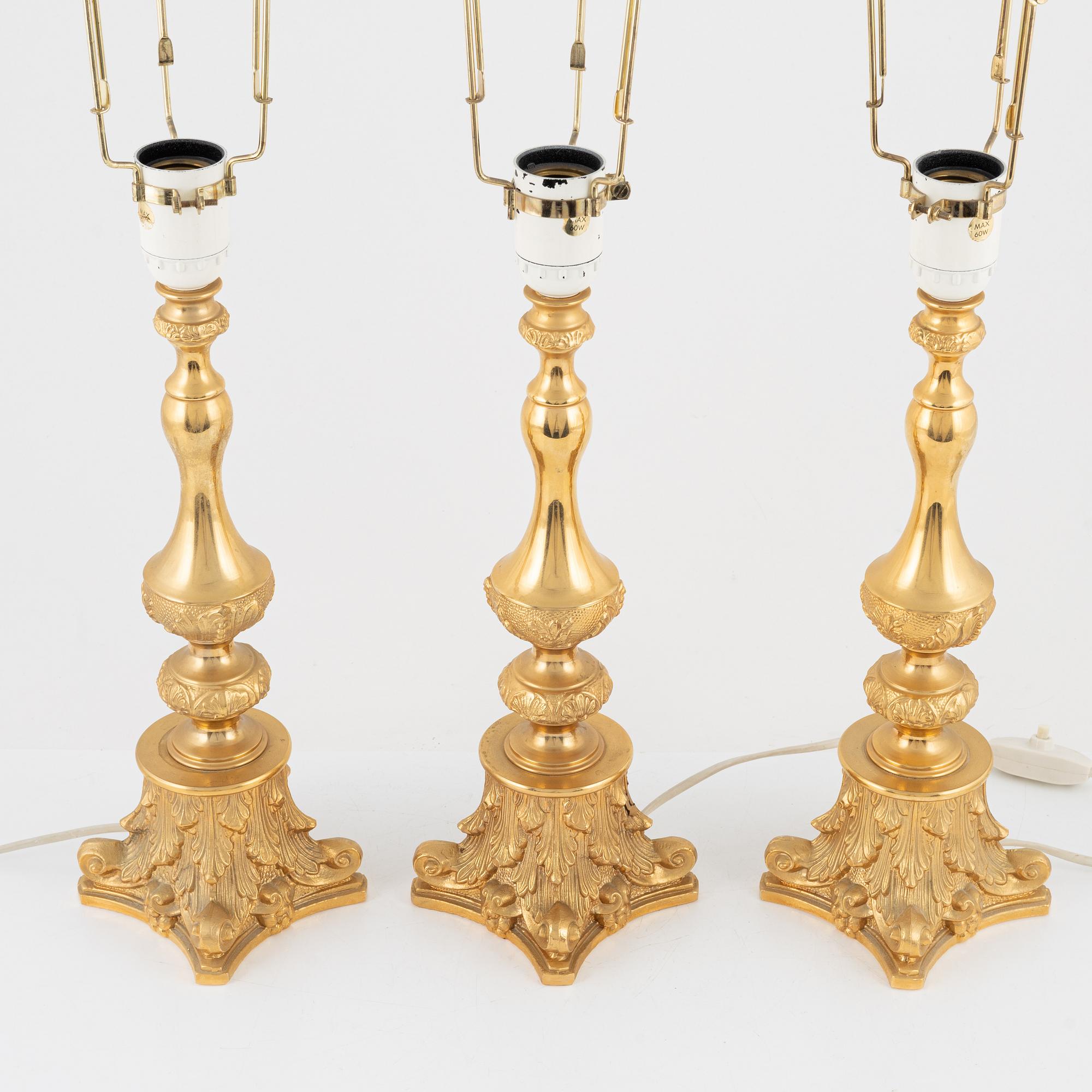 Bordslampor, 3 st, Reijmyre Armaturfabrik, 1950/60-tal.