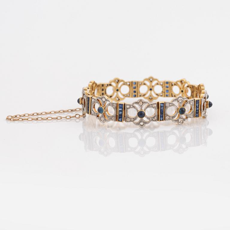 Art deco rose cut diamond and sapphire bracelet.