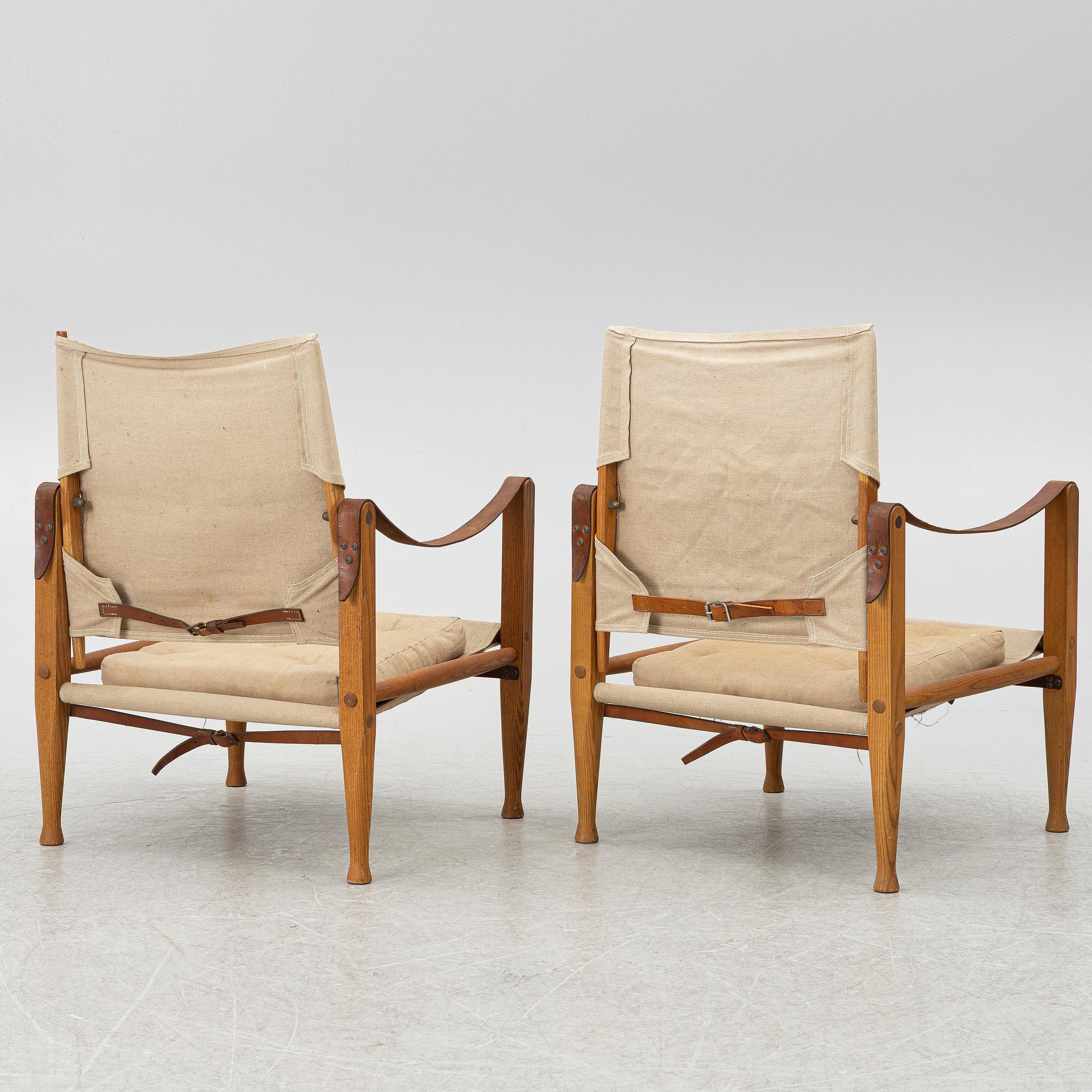Kaare Klint, A pair of 'Safari' armchairs, Rud. Rasmussen's Snedkerier, Denmark, second half of the 20th century.