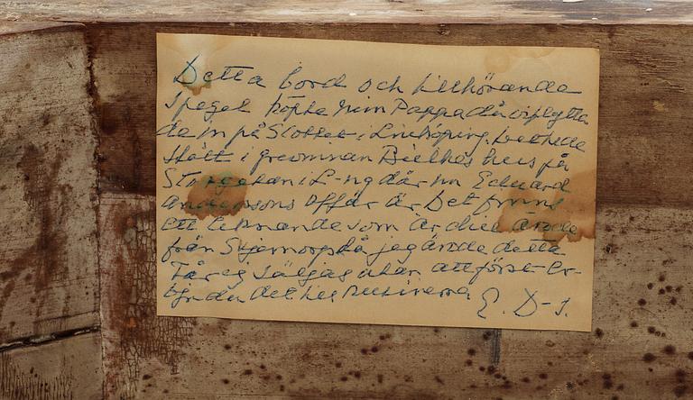 KONSOLBORD, av Pehr Ljung (1743-1819) bildhuggare i Stockholm, samt en SPEGEL. Sengustavianska.