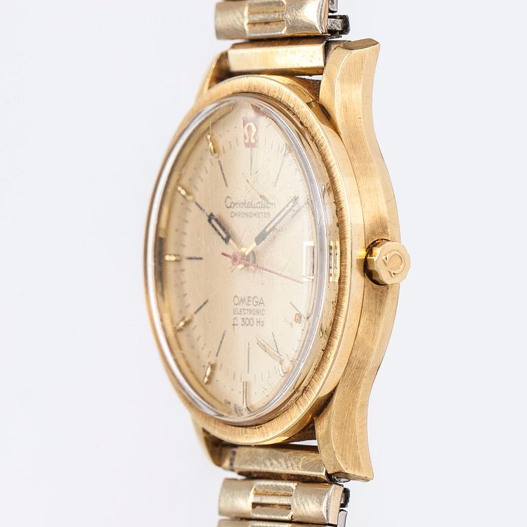 Omega, Constellation, Electronic ( f300Hz), armbandsur, 18K guld, stämgaffel,  plexiglas, ca 1970.