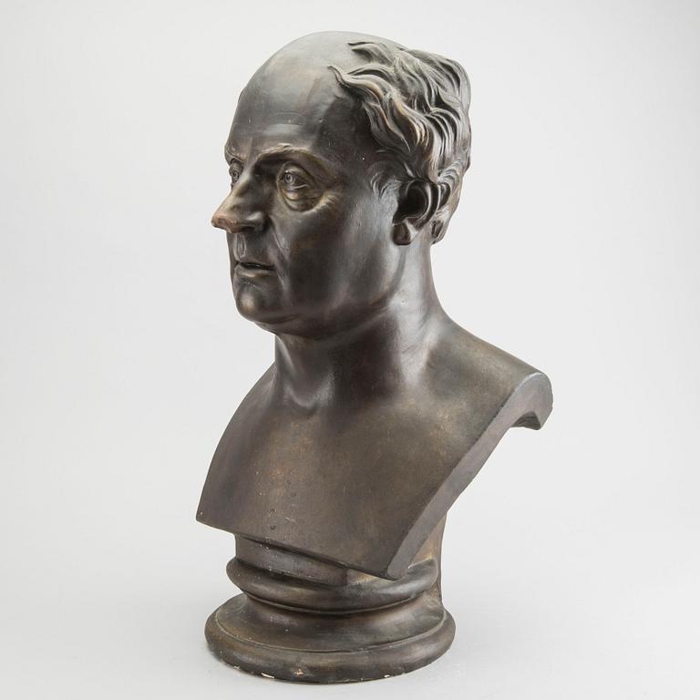 CARL ENEAS SJÖSTRAND, efter, gips, BYST, Runeberg, signerad Sjöstrand FECIT , Borgå 1857. 1800-talets andra hälft.