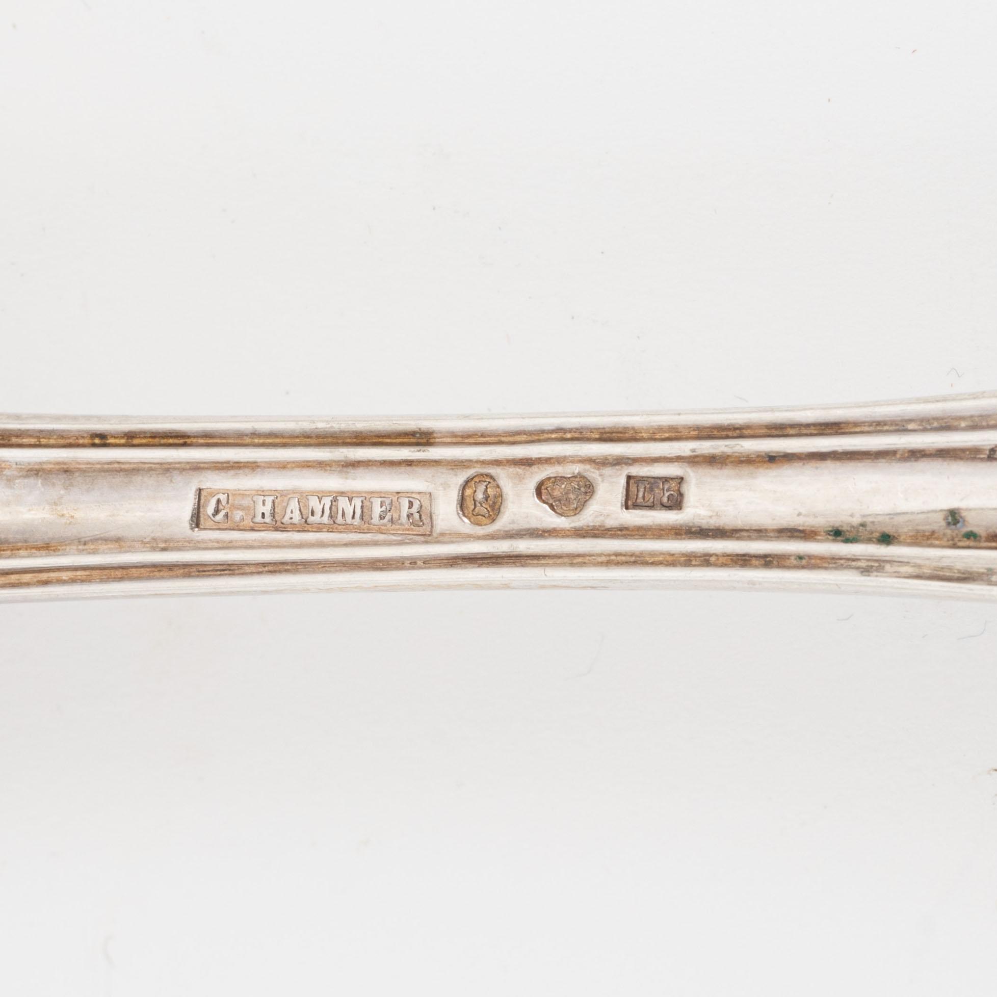 A 36 piece silve cutlery set, 'Olga', including Pehr Fredrik Palmgren, Stockholm, 1862-74.