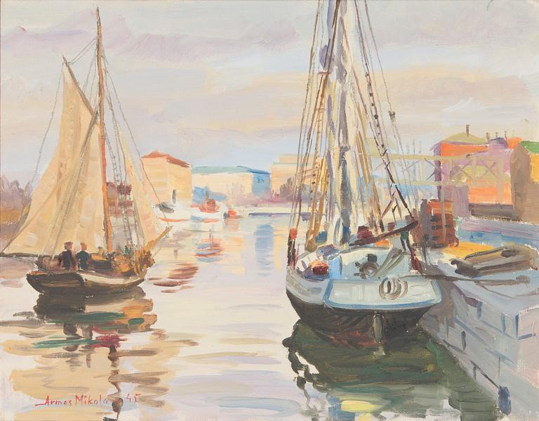 Armas Mikola, Segelbåtar på Aura-floden.