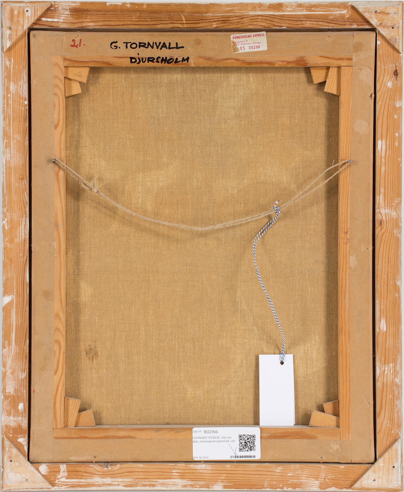 LENNART RODHE, tempera on canvas, signed with monogram.