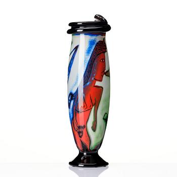Ulrica Hydman-Vallien, a unique graal glass vase, Kosta Boda, Sweden.
