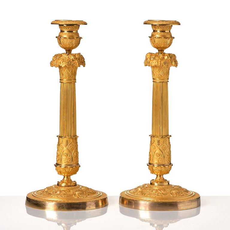 A pair of French Empire candlesticks, beginning of the 1800's.