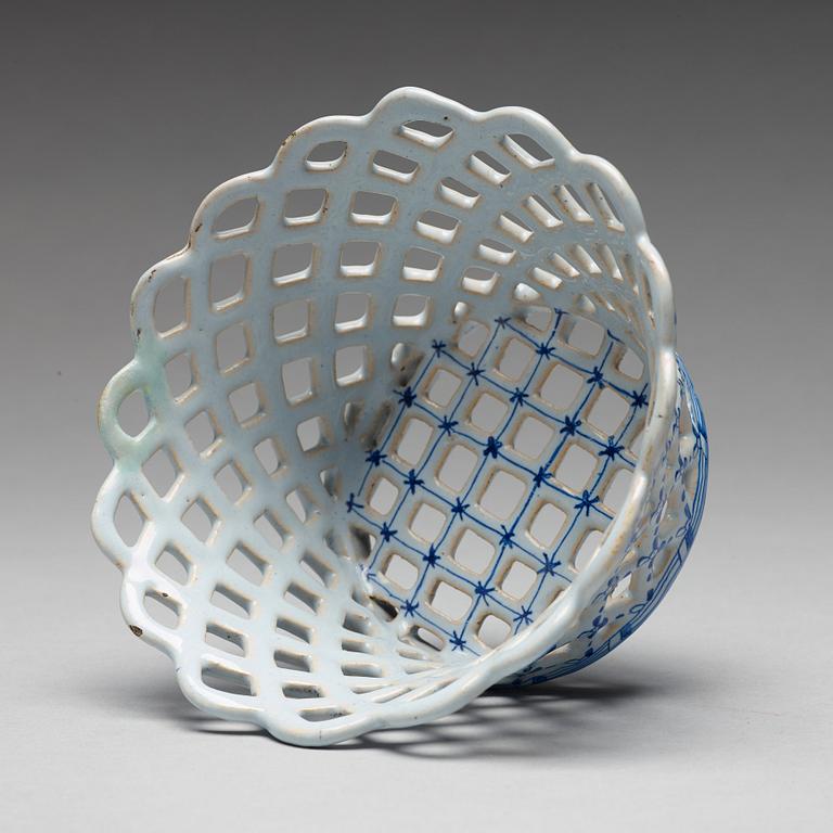 A faience chestnut basket, presumably Marieberg, after 1766.