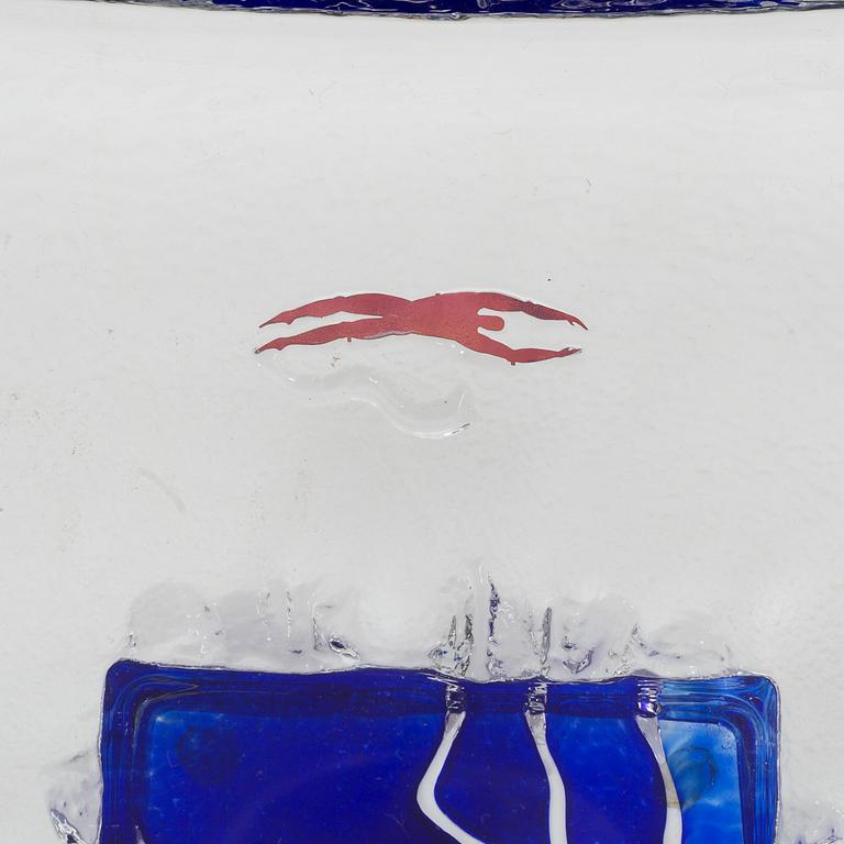 Bertil Vallien, a glass dish, Kosta Boda , Sweden, signed.