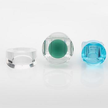 Siv Lagerström, three acrylic plastic rings, 1970s.
