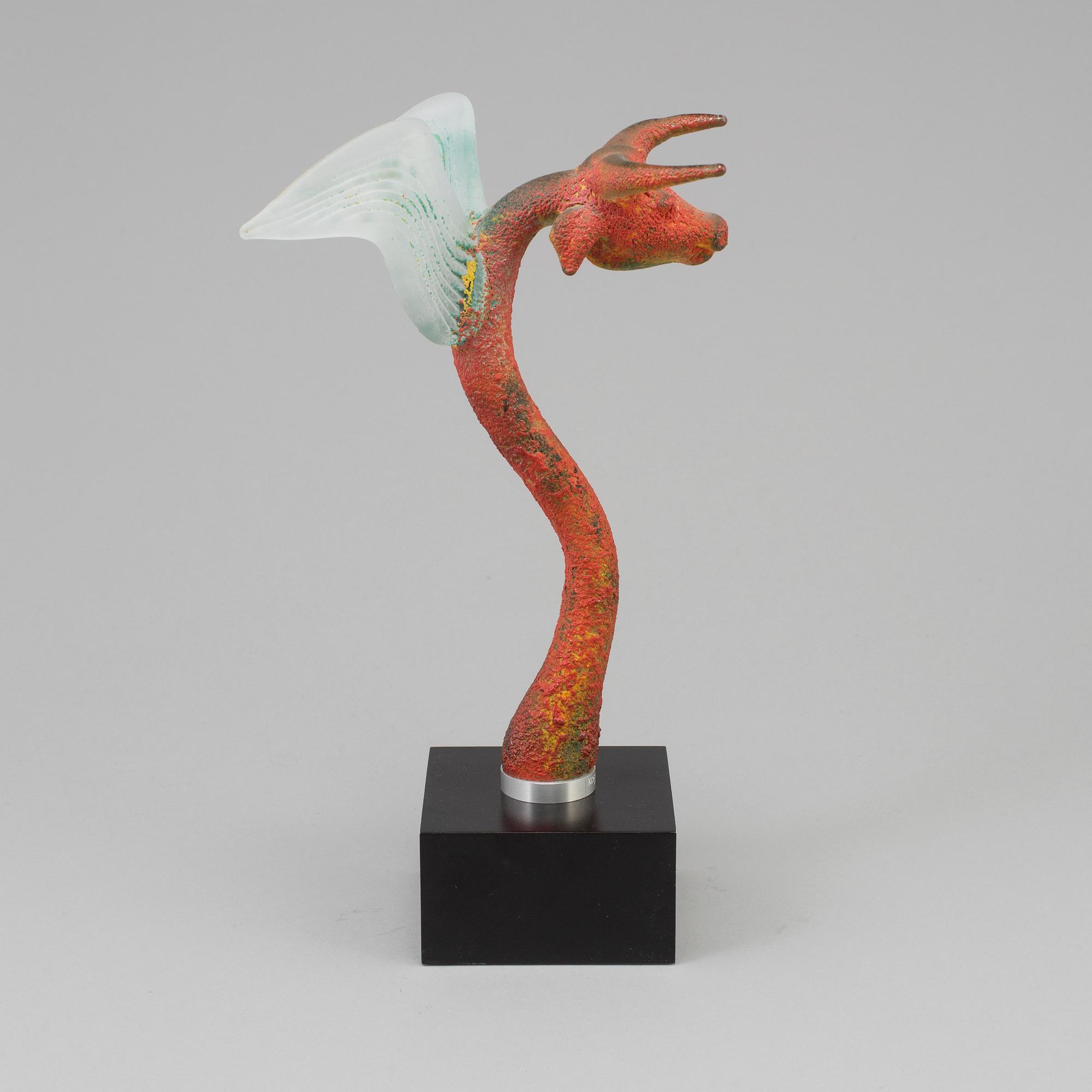 KJELL ENGMAN, skulptur, glas, signerad, Kosta Boda.