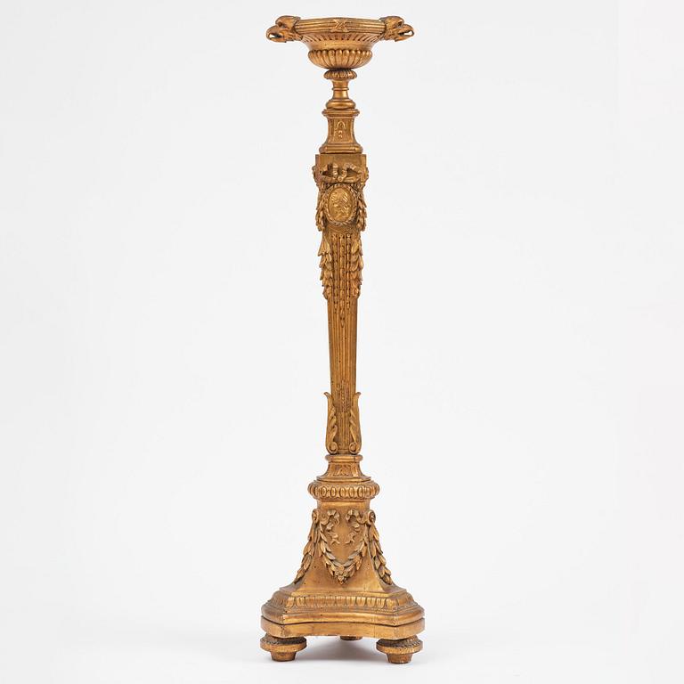 A Gustavian giltwood guéridon, Stockholm, late 18th century.